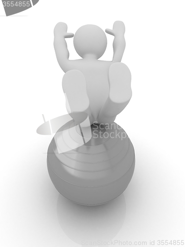 Image of 3d man exercising position on fitness ball. My biggest pilates s