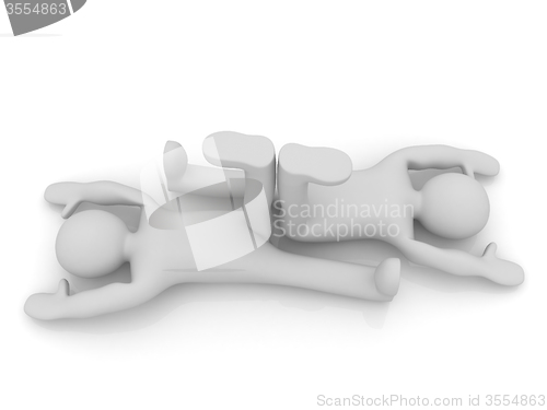 Image of 3d mans isolated on white. Series: morning exercises - flexibili