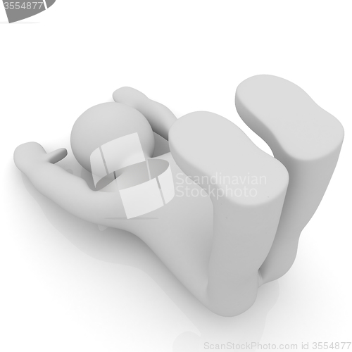 Image of 3d man isolated on white. Series: morning exercises - flexibilit
