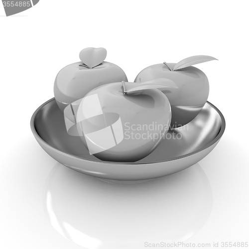 Image of apple in a plate on white