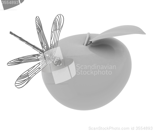 Image of Dragonfly on apple