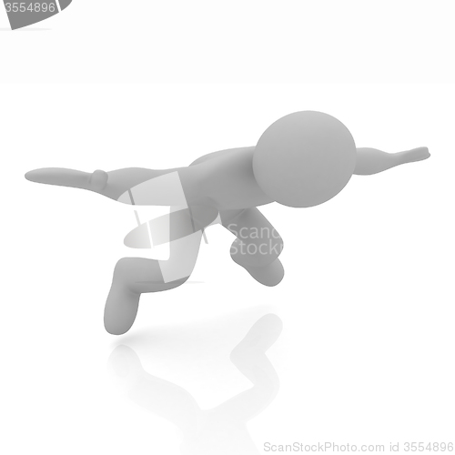 Image of Flying 3d man on white background