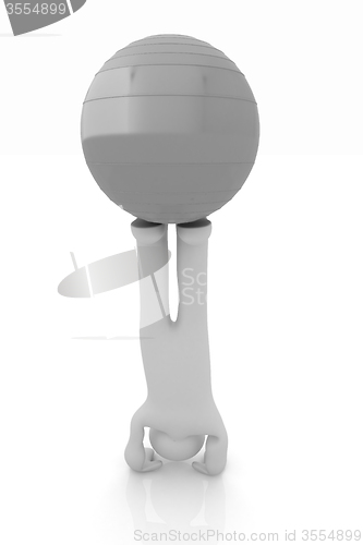 Image of 3d man exercising position on fitness ball. My biggest pilates s