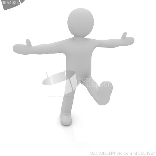 Image of 3d man isolated on white. Series: morning exercises - hands in s