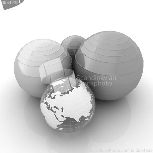 Image of Pilates fitness ball and earth