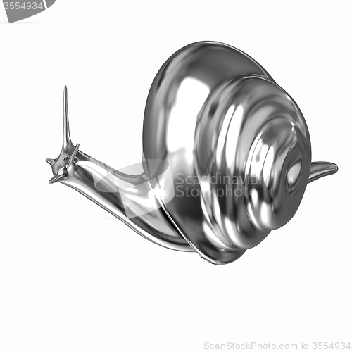 Image of 3d fantasy animal, gold snail on white background 