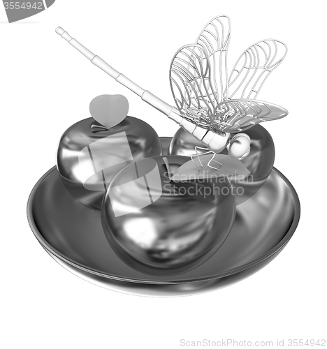 Image of Dragonfly on gold apples