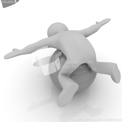 Image of 3d man exercising position on fitness ball. My biggest pilates s