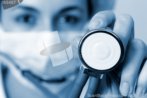 Image of Portrait of a young doctor with stethoscope.