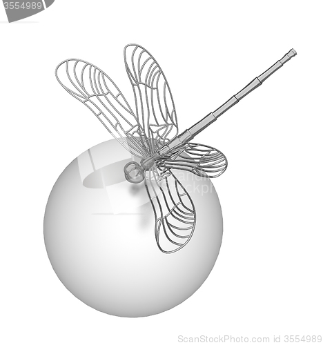 Image of Dragonfly on abstract design sphere