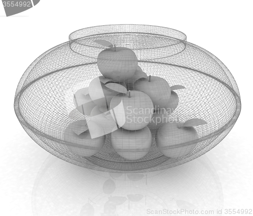 Image of apples in a plate on white