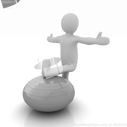 Image of 3d man exercising position on fitness ball. My biggest pilates s