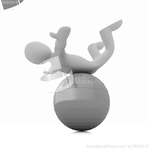 Image of 3d man exercising position on fitness ball. My biggest pilates s