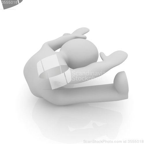 Image of 3d man isolated on white. Series: morning exercises - flexibilit