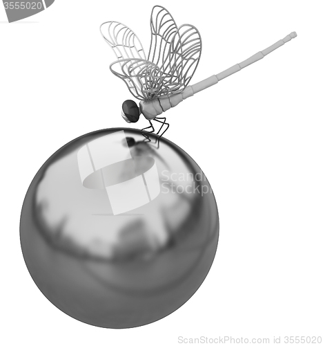 Image of Dragonfly on abstract design sphere