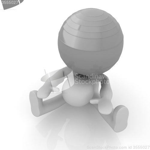 Image of 3d man exercising position on fitness ball. My biggest pilates s