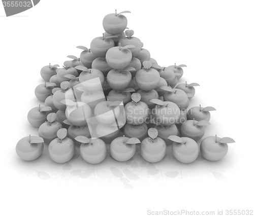 Image of Piramid of apples on a white