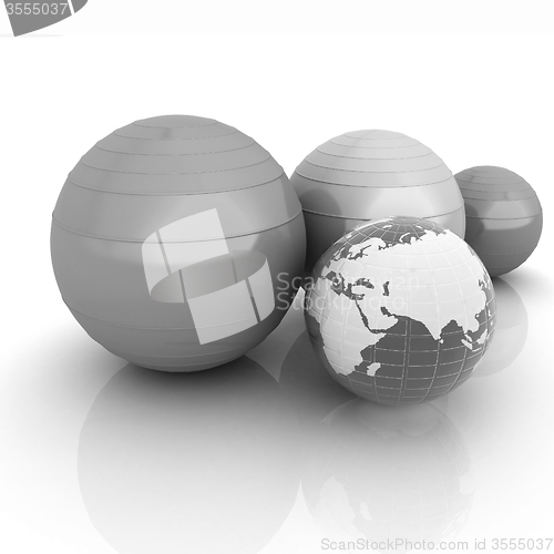 Image of Pilates fitness ball and earth