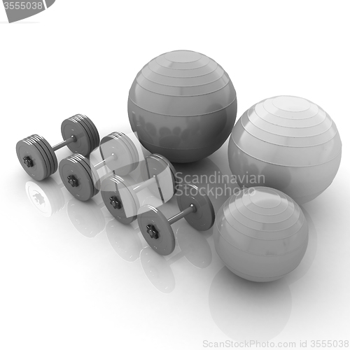 Image of Fitness ball and dumbell