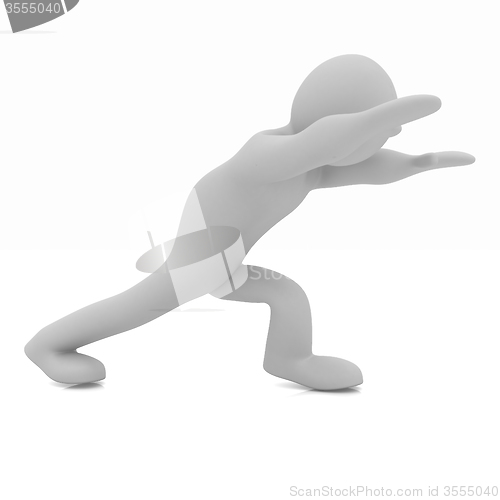 Image of 3d man isolated on white. Series: morning exercises - flexibilit