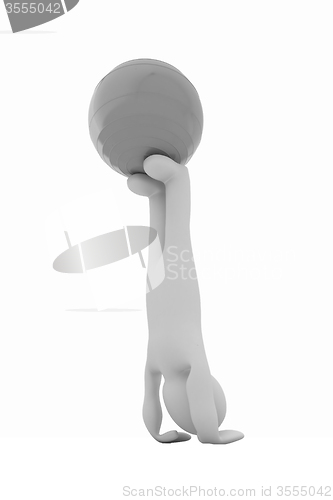 Image of 3d man exercising position on fitness ball. My biggest pilates s