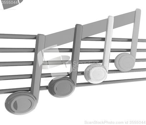 Image of 3D music note on staves