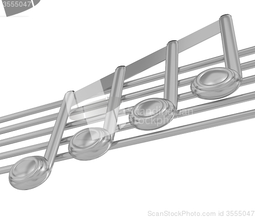 Image of 3D music note on staves