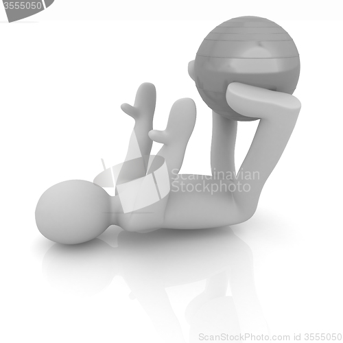 Image of 3d man exercising position on fitness ball. My biggest pilates s