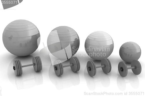 Image of Fitness ball and dumbell