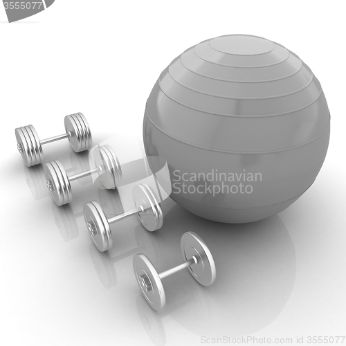 Image of Fitness ball and dumbell