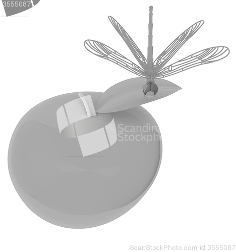 Image of Dragonfly on apple