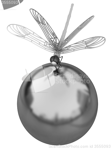 Image of Dragonfly on abstract design sphere