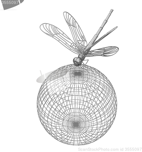 Image of Dragonfly on abstract design sphere