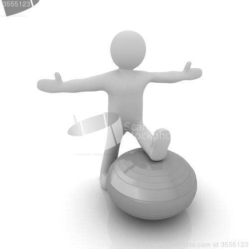 Image of 3d man exercising position on fitness ball. My biggest pilates s