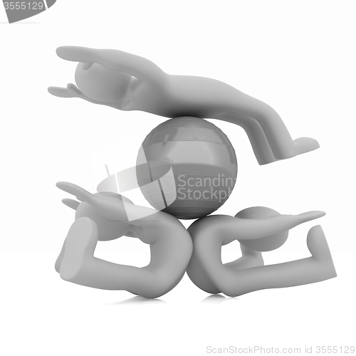 Image of 3d man exercising position on fitness ball. My biggest pilates s