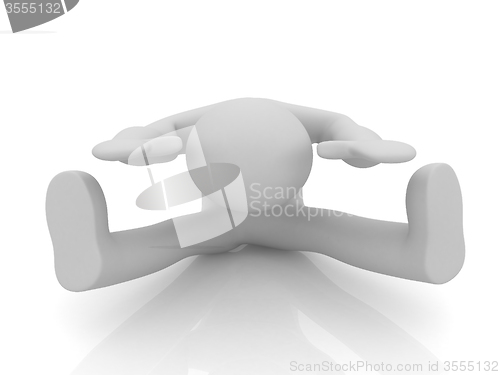 Image of 3d man isolated on white. Series: morning exercises - flexibilit