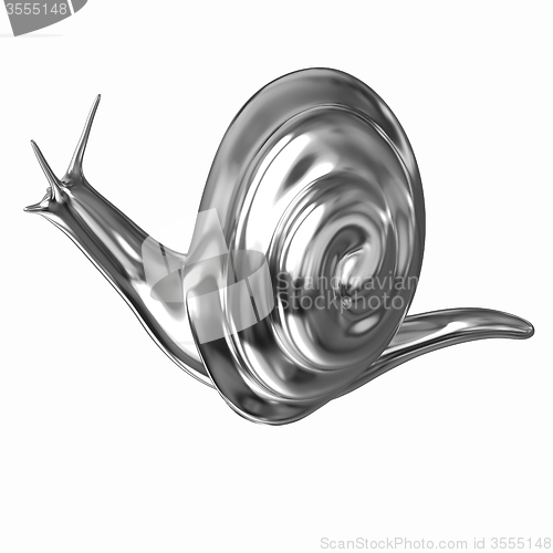 Image of 3d fantasy animal, gold snail on white background 