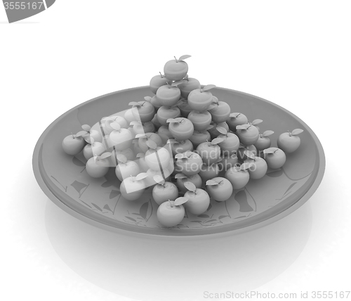 Image of apples in a plate on white