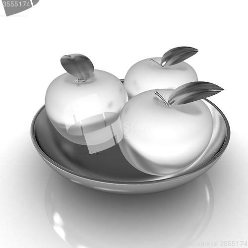 Image of Metall apples on a plate