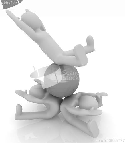 Image of 3d man exercising position on fitness ball. My biggest pilates s