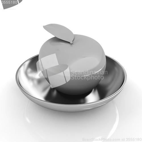 Image of apple in a plate on white