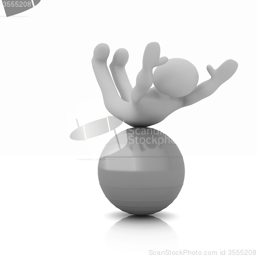 Image of 3d man exercising position on fitness ball. My biggest pilates s