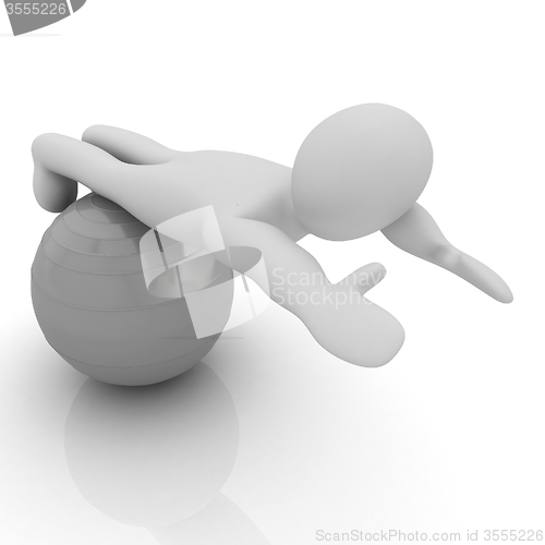 Image of 3d man exercising position on fitness ball. My biggest pilates s