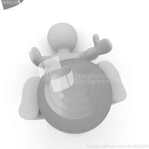 Image of 3d man exercising position on fitness ball. My biggest pilates s