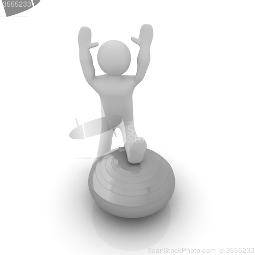 Image of 3d man exercising position on fitness ball. My biggest pilates s