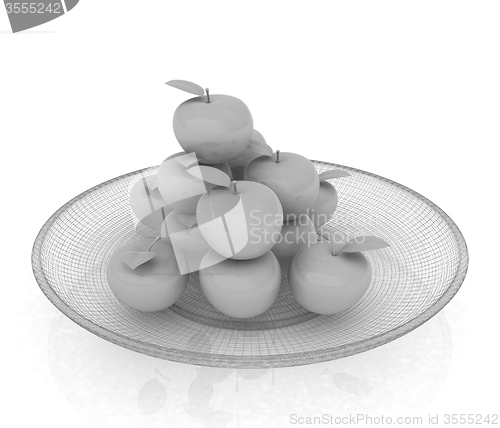 Image of apples in a plate on white