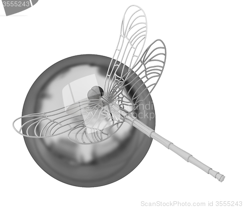 Image of Dragonfly on abstract design sphere