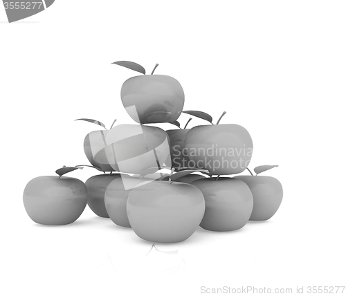 Image of Piramid of apples on a white