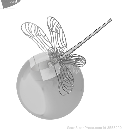 Image of Dragonfly on abstract design sphere