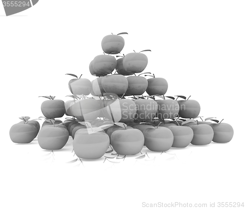 Image of Piramid of apples on a white